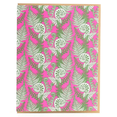 Porchlight Press Card - Fiddleleaf Fern Pattern, Forest Foraging Series