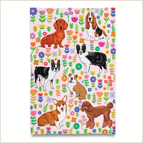 Tea Towel - Cotton - Spring Puppy Dogs