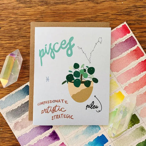 Pisces - Zodiac Houseplant - Greeting Card