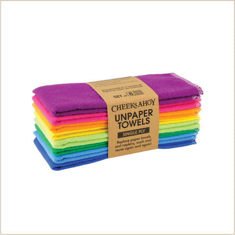Cheeks Ahoy Unpaper Towels - Cotton Flannel - Rainbow - 8 Pack