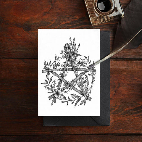 Print is Dead - Greeting Card - Floral Pentacle