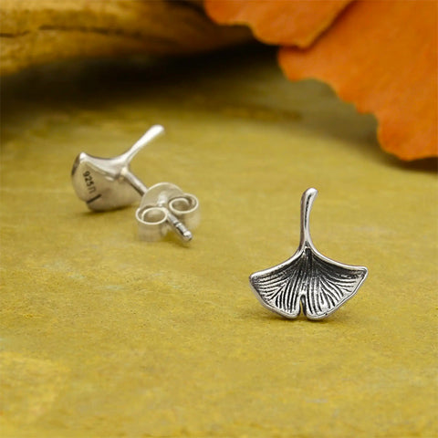 Earrings - Sterling Silver Ginkgo Post Earrings