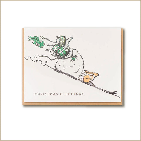 Porchlight Press Card - Christmas is Coming Rabbit