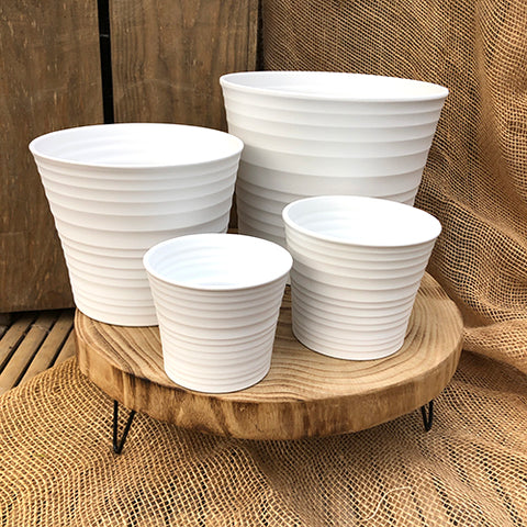 Ceramic Pot Cover - Ruka White