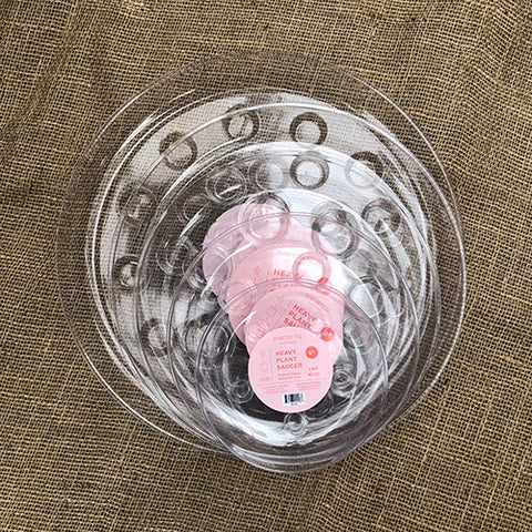 Saucer - Clear with Foot (Heavy Duty) - Choose from Assorted Sizes