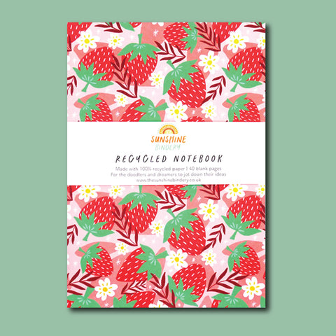 The Sunshine Bindery - Strawberries Jotter Notebook A5