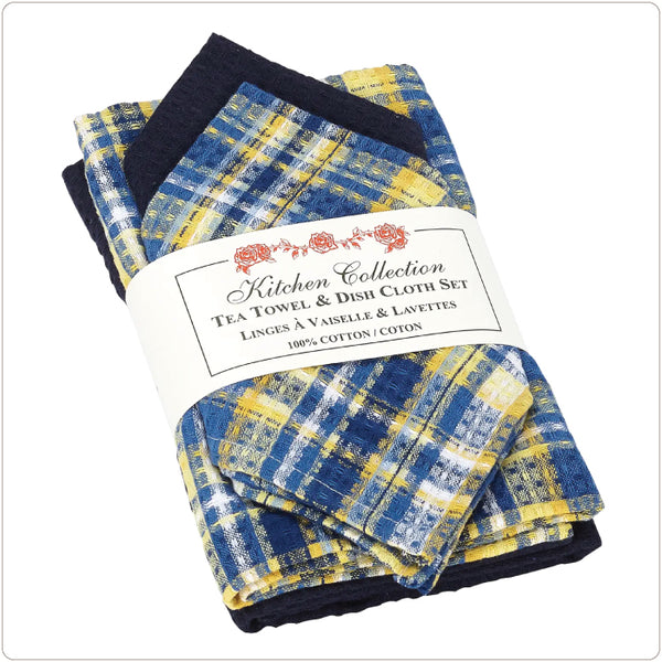 Kitchen Cloth and Towel Set - 2 Cloths/2 Towels - Blue Stone