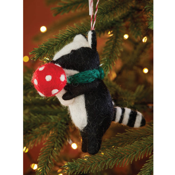 Ornament - Fair Trade Wool Felt, Badger with Mushroom