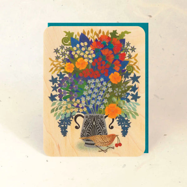 Wood Greeting Card - Berry Thief