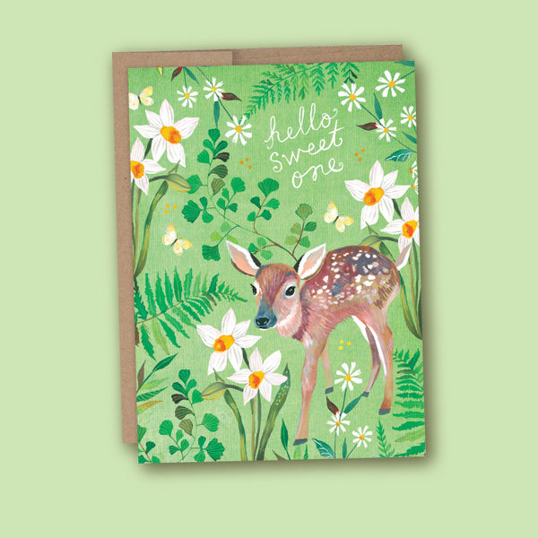 Katie Daisy 'Fawn' New Baby Card