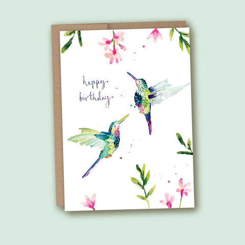 Louise Mulgren 'Hummingbirds' Birthday Card