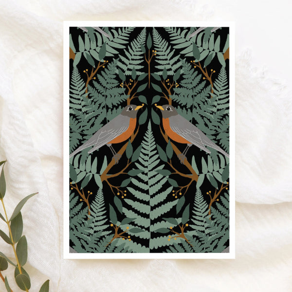 Kourtni Gunn Note Card - Bird and Fern Birthday Card