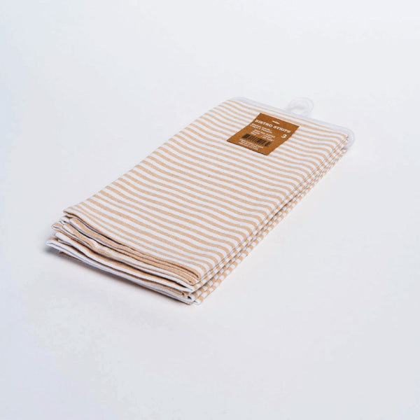 Kitchen Towels - Bistro Stripe - Set of 3 Linen Colour