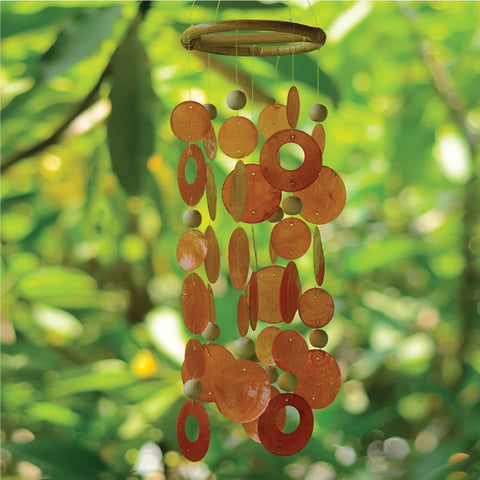 Capiz Shell Windchime - Small - Spice with Wood (Fair Trade)