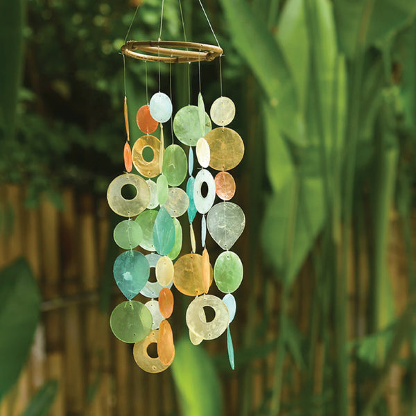 Capiz Shell Windchime - Small - Tropical Flowers (Fair Trade)