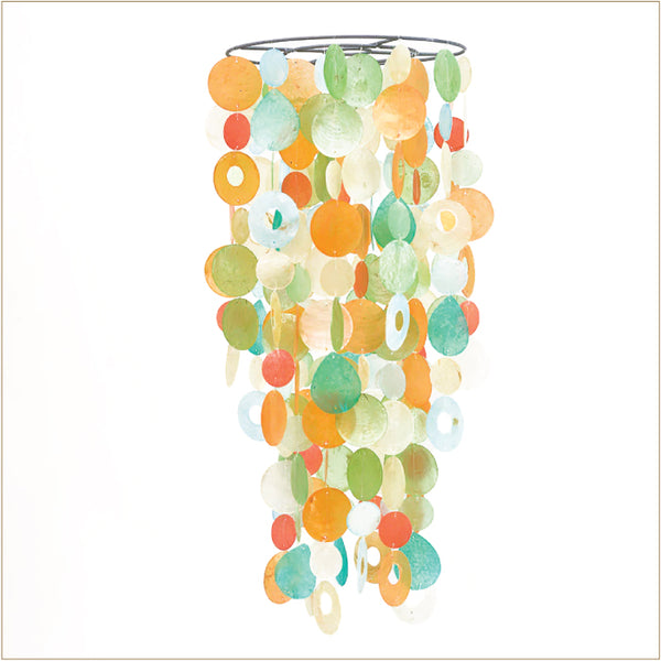 Capiz Shell Chandelier/Windchime - Tropical Flowers (Fair Trade)