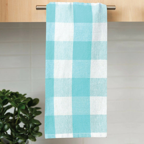 Kitchen Towels - Country Check Cotton - Aqua