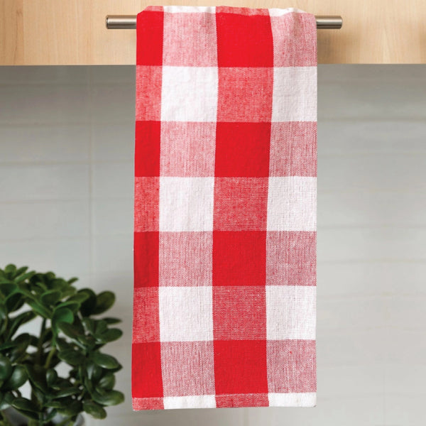Kitchen Towels - Country Check Cotton - Red