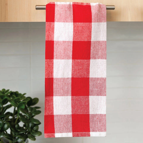 Kitchen Towels - Country Check Cotton - Red