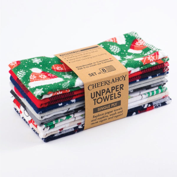 Cheeks Ahoy Unpaper Towels - Festive Fun Prints  - 8 Pack