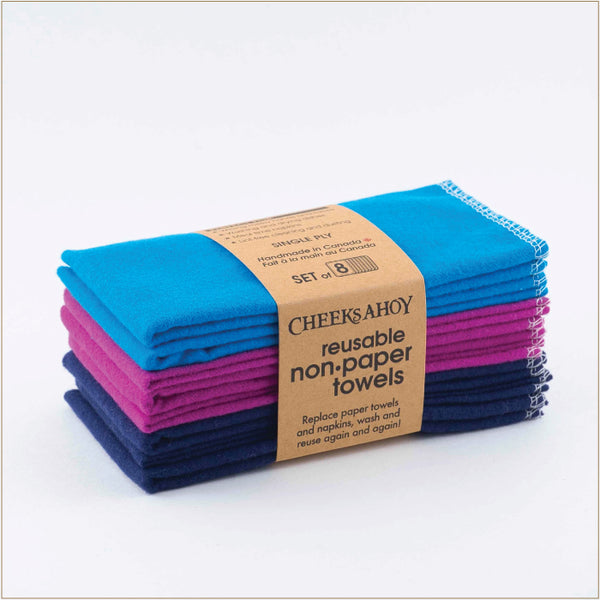 Cheeks Ahoy Unpaper Towels - Cotton Flannel - Jewel Tones - 8 Pack