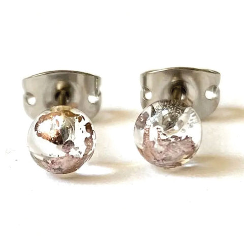 Helen Chalmers Clear Glass and Palladium Mini Studs