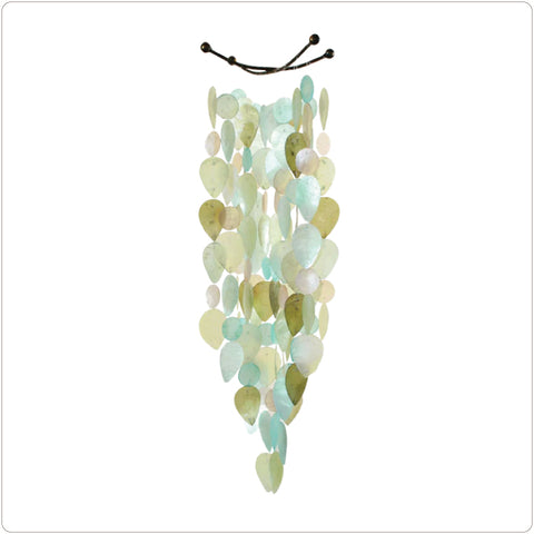 Capiz Shell Windchime - Leaf - Cool Tones (Fair Trade)
