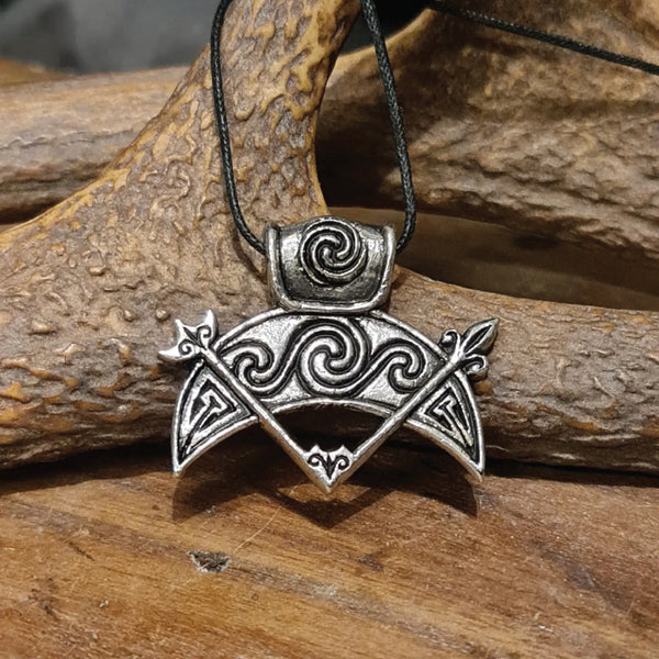 Pewter Necklace - Pictish Crescent and V-Rod