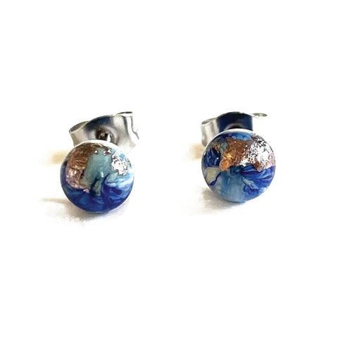 Helen Chalmers Delft and Palladium Mini Stud Earrings