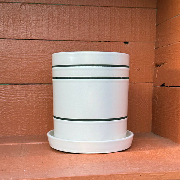 Ceramic Pot - Earthy Modern Striped 15 cm