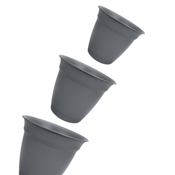 Planter - Eclipse with Attached Saucer - Warm Gray - Assorted Sizes