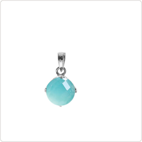 Sterling Silver Necklace - Blue Faceted Chalcedony