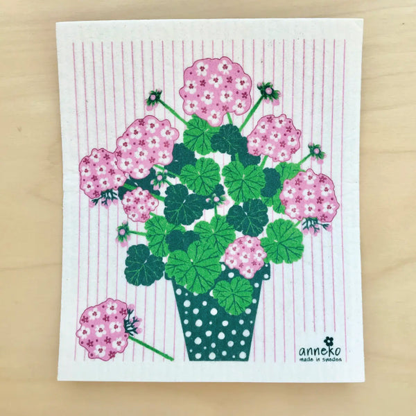 Swedish Dishcloth - Square Love Geranium