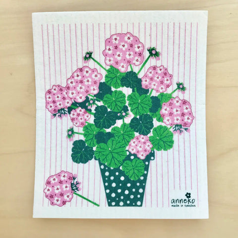 Swedish Dishcloth - Square Love Geranium