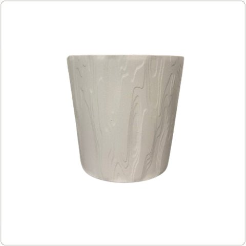 Ceramic Pot Cover - Geo White - 7.6"