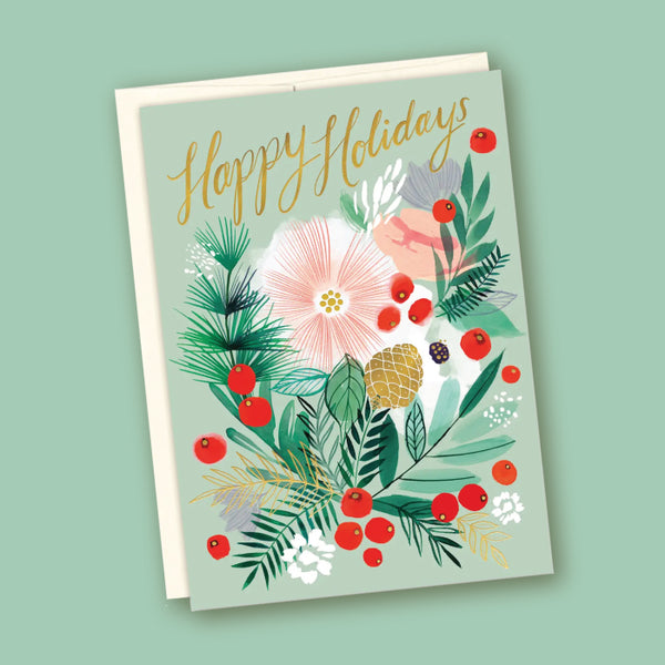 Magrikie Berg Holly Bouquet Holiday Card