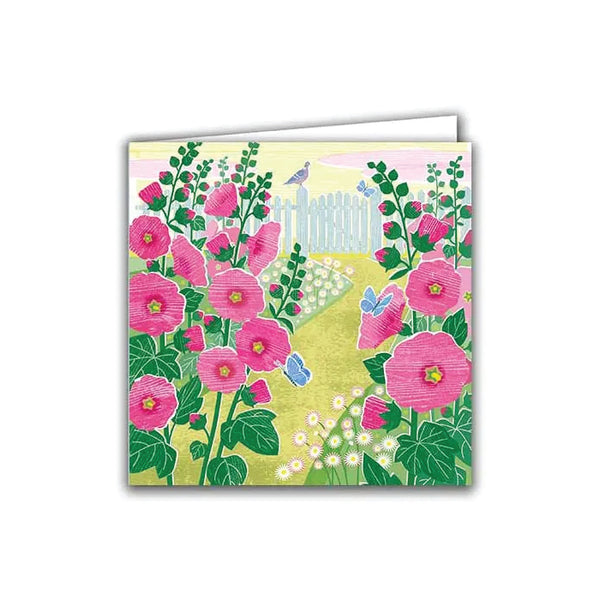 Silver Birch Art Card - Hollyhocks
