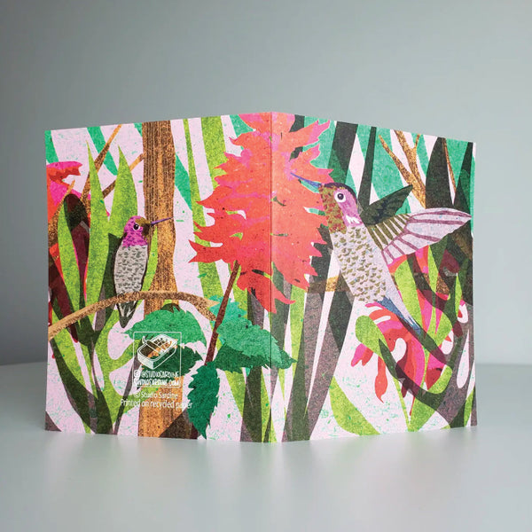 Studio Sardine Blank Greeting Card - Hummingbird and Salvia