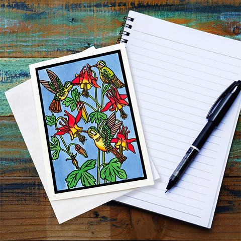 Sarah Angst Art - Hummingbirds Notecard