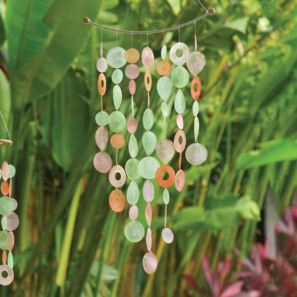 Capiz Shell Windchime - Inverted Arch Bouganvillea (Fair Trade)