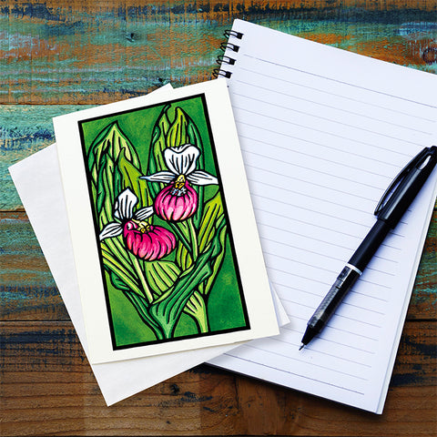 Sarah Angst Art - Lady Slippers Notecard