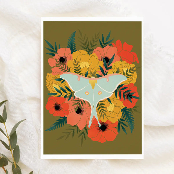 Kourtni Gunn Note Card - Luna Moth Greeting Card
