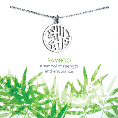 Melisa Lew Designs Necklace - Bamboo Motif - Stainless Steel