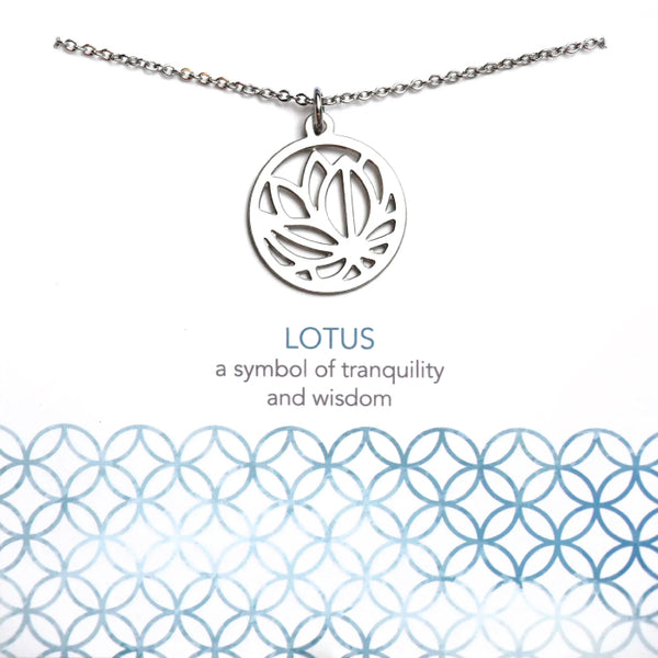 Melisa Lew Designs Necklace - Lotus Motif - Stainless Steel