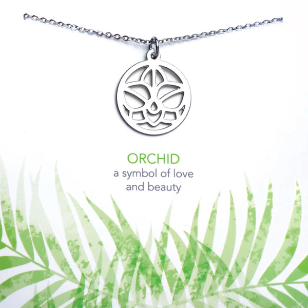 Melisa Lew Designs Necklace - Orchid Motif - Stainless Steel