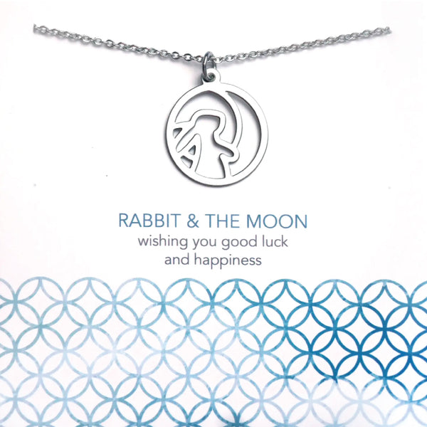 Melisa Lew Designs Necklace - Rabbit and the Moon Motif - Stainless Steel