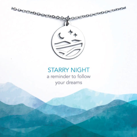 Melisa Lew Designs Necklace - Starry Night Motif - Stainless Steel