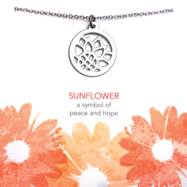 Melisa Lew Designs Necklace - Sunflower Motif - Stainless Steel