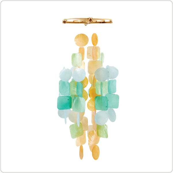Capiz Shell Windchime - Medium - Tropical Flowers (Fair Trade)
