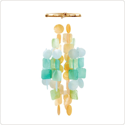 Capiz Shell Windchime - Medium - Tropical Flowers (Fair Trade)